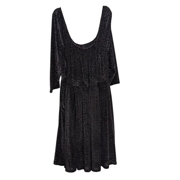NEW Torrid Mesh Flocked Skater Peasant Dress Womens Size 3X Black 3/4 Sleeves - Picture 1 of 14